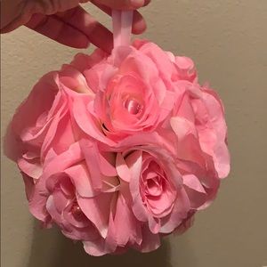 Silk flower balls, decorative with ribbon